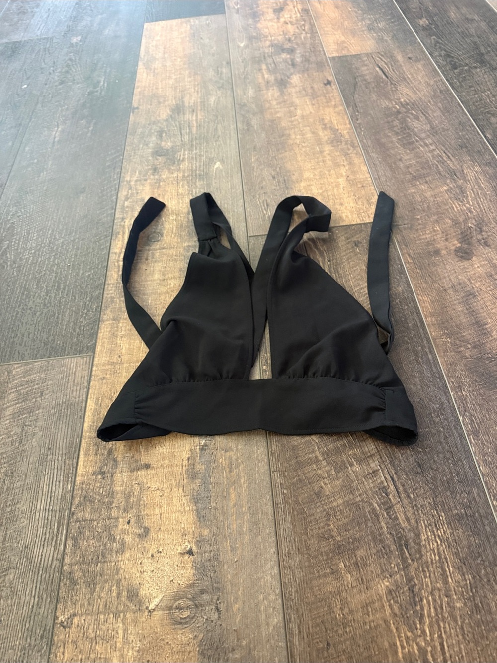 Divided Black Crop Halter Top